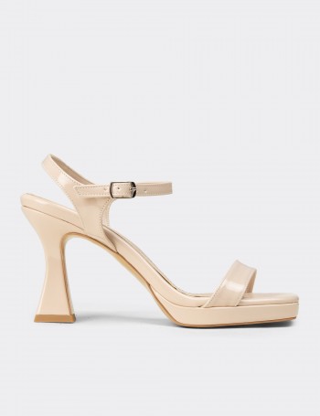 Women's Beige Evening High Heel - SM198ZBEJM03
