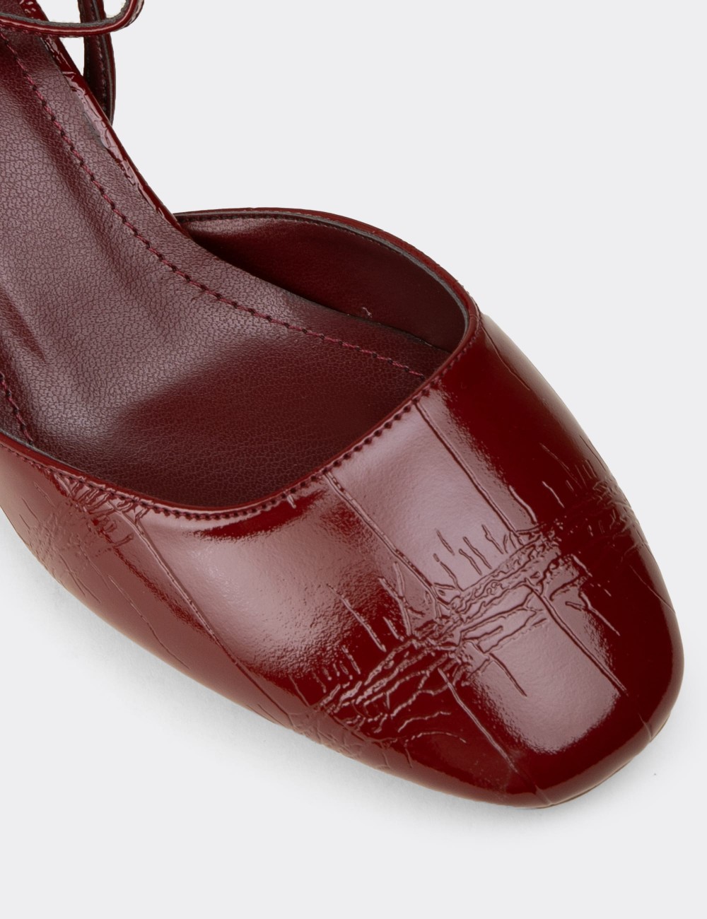 Women's Burgundy Patent Slingback Block Heels - RD016ZBRDM01