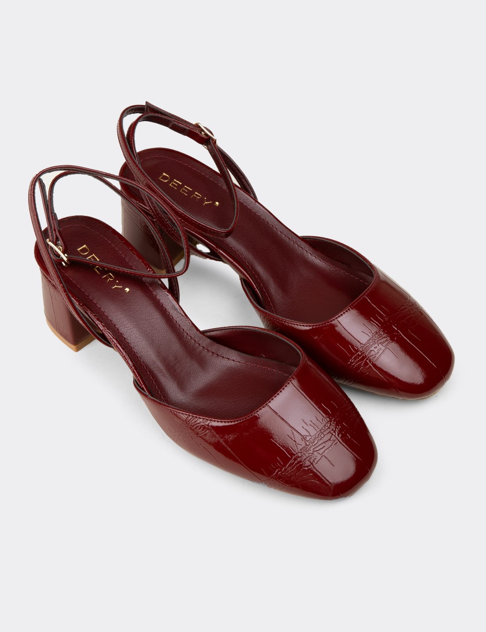 Women's Burgundy Patent Slingback Block Heels - RD016ZBRDM01