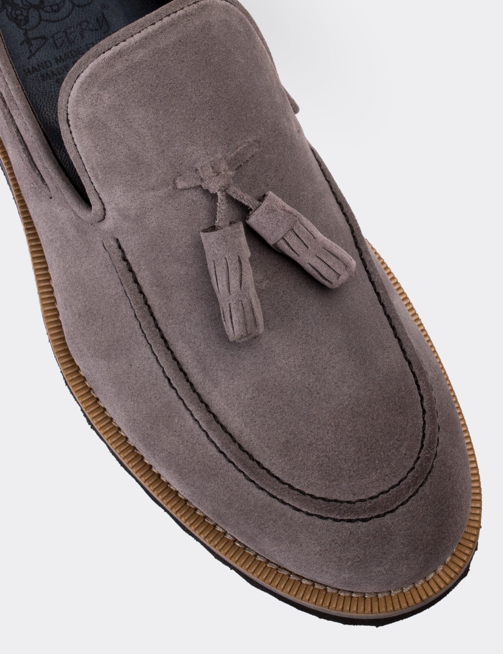 Gray Suede Leather Loafers & Moccasins Shoes - 01319MGRIE01