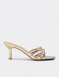 Women's Golden Heeled Evening Slide Sandals