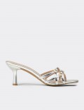 Women’s Evening Silver Heeled Slide Sandals