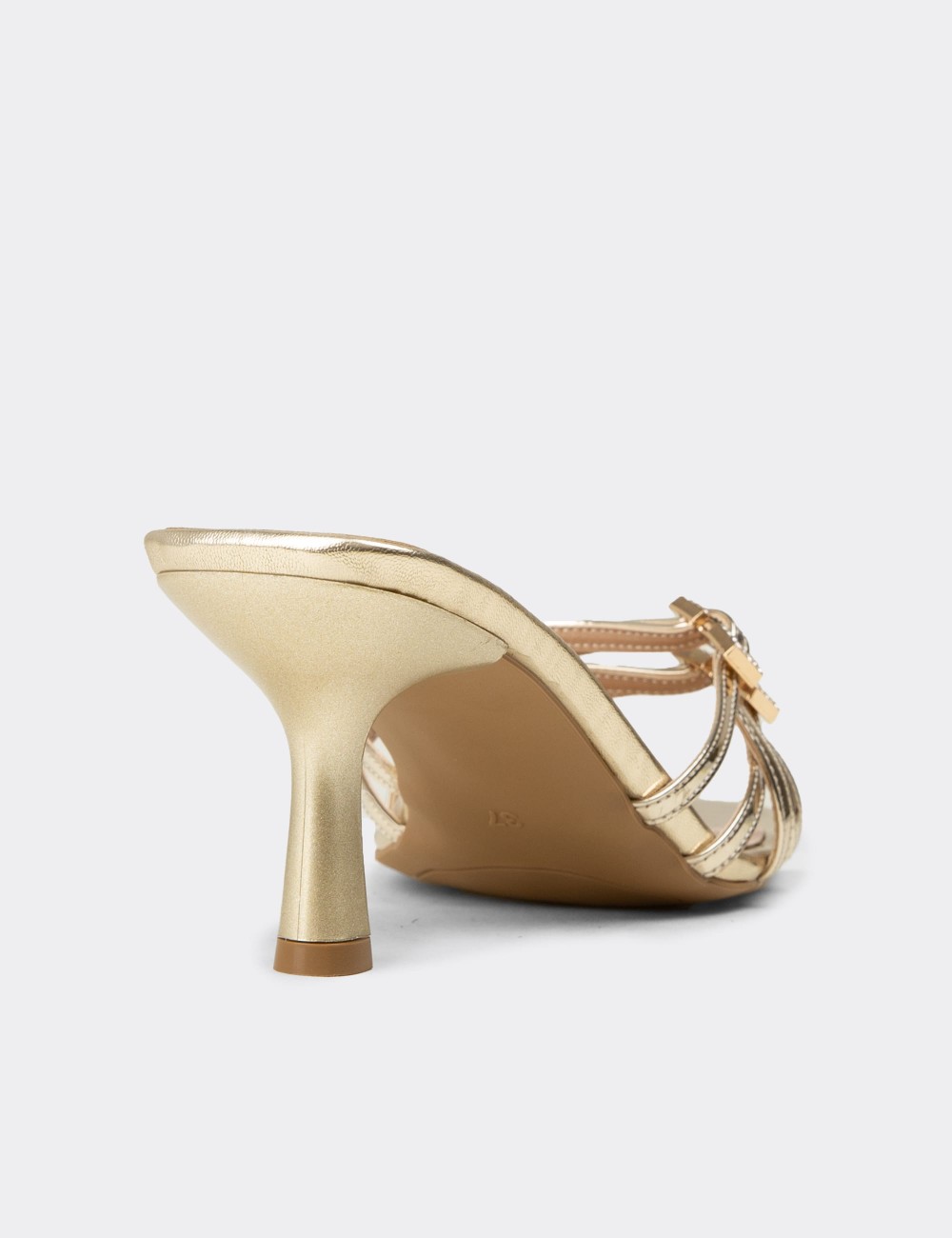 Women's Golden Heeled Evening Slide Sandals - K7777ZALTM01