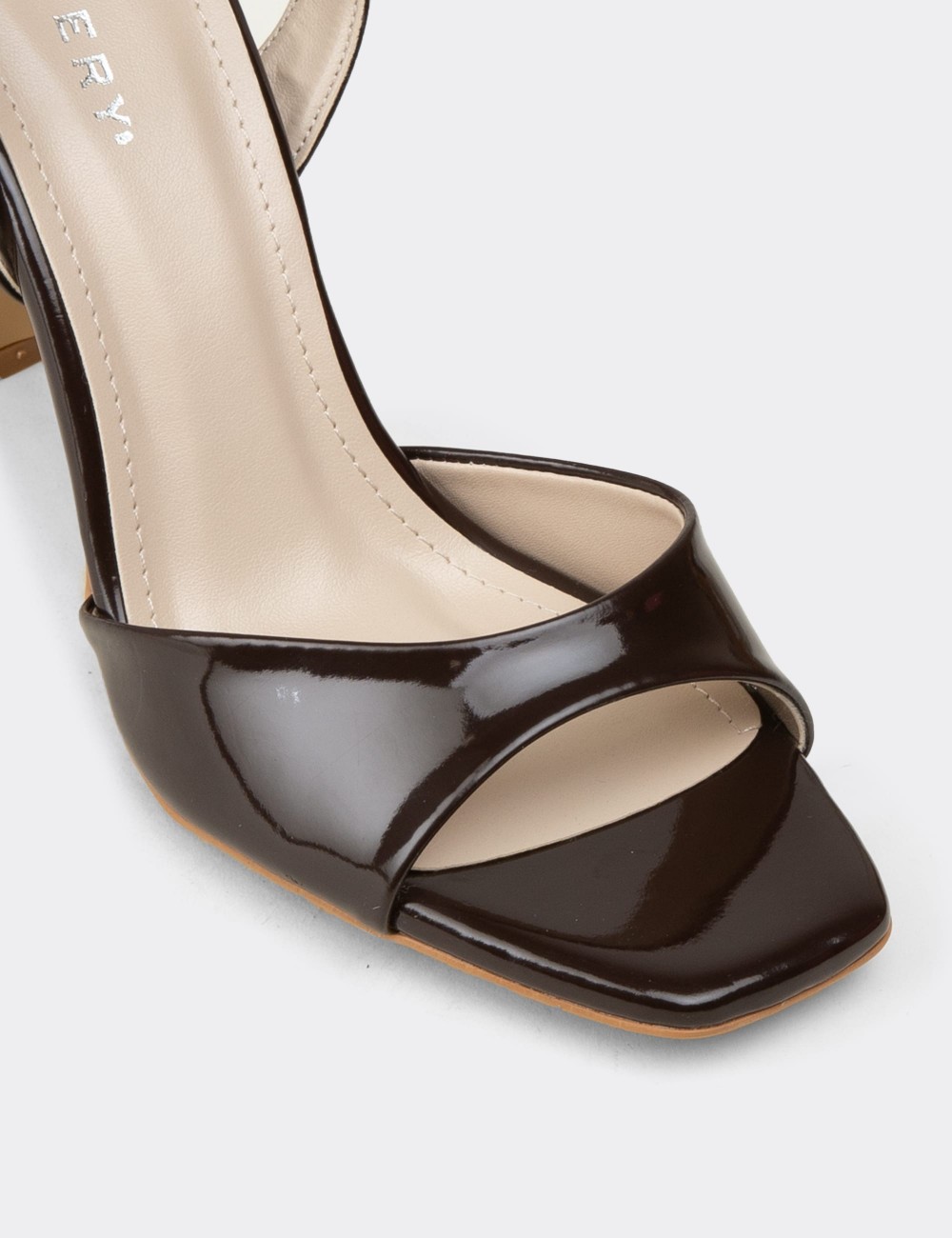 Women's Brown Patent Ankle Strap High Heel Sandals - SM239ZKHVM01