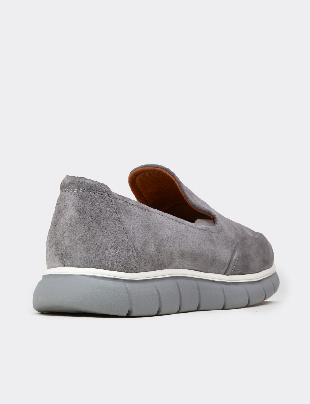 Men's Gray Suede Leather Loafers - 02044MGRIE01