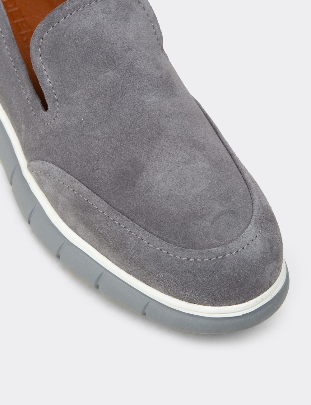 Men's Gray Suede Leather Loafers - 02044MGRIE01