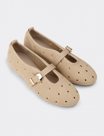Women's Beige Flats - K4101ZBEJC01