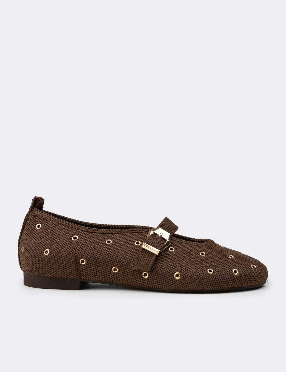 Women's Brown Flat Shoes - K4101ZKHVC01