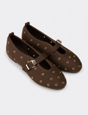 Women's Brown Flat Shoes - K4101ZKHVC01