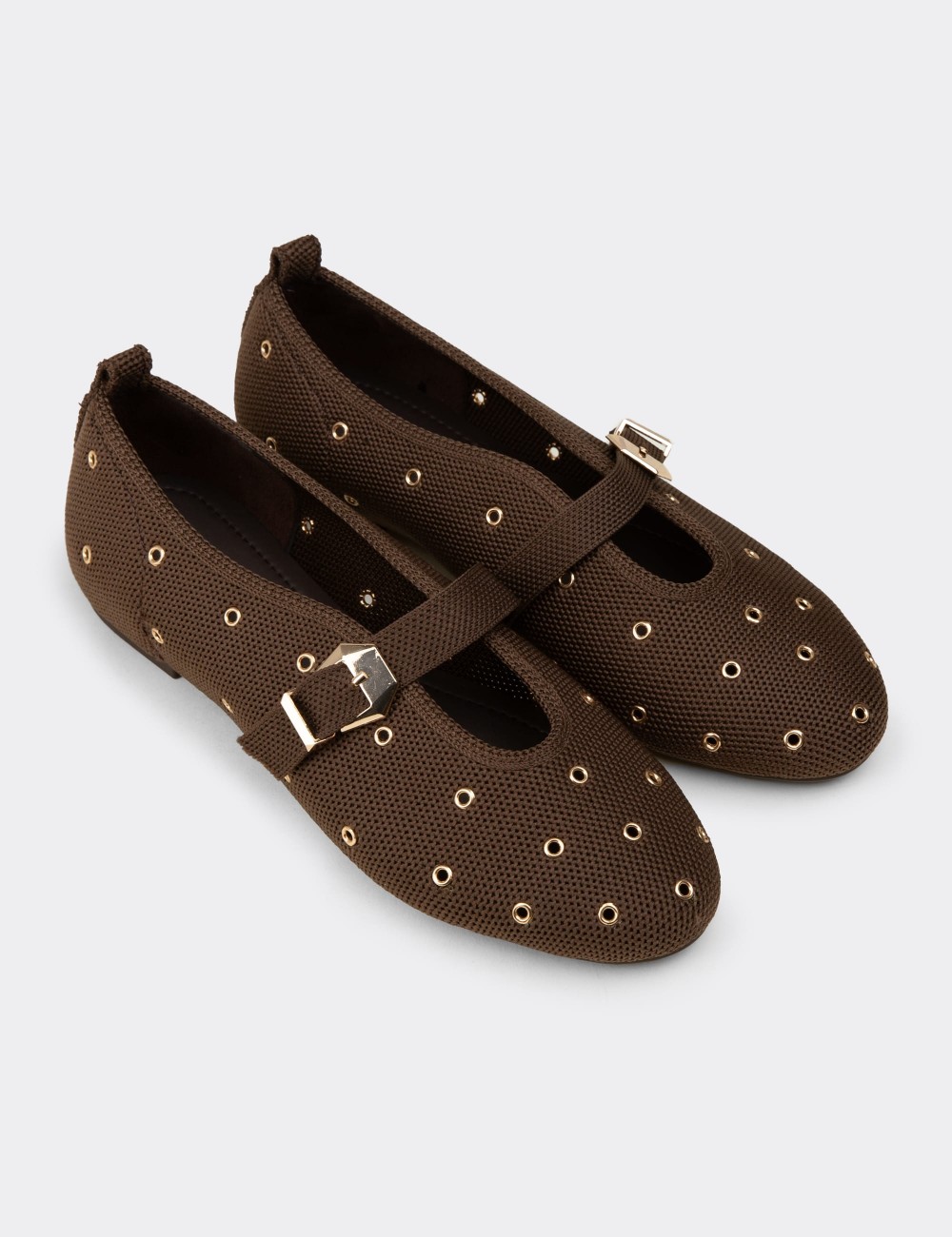 Women's Brown Flat Shoes - K4101ZKHVC01