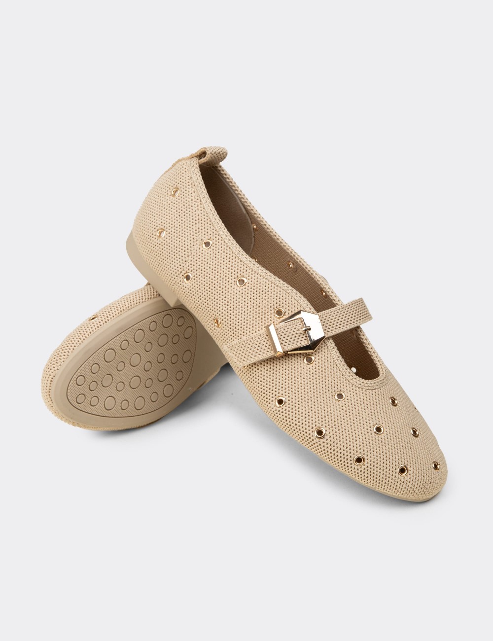 Women's Beige Flats - K4101ZBEJC01