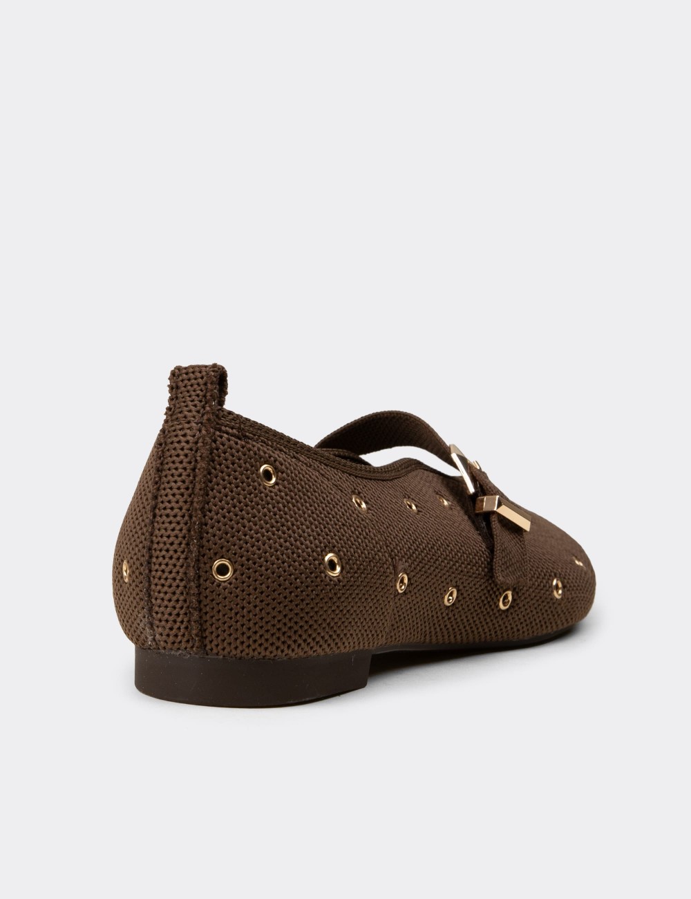 Women's Brown Flat Shoes - K4101ZKHVC01