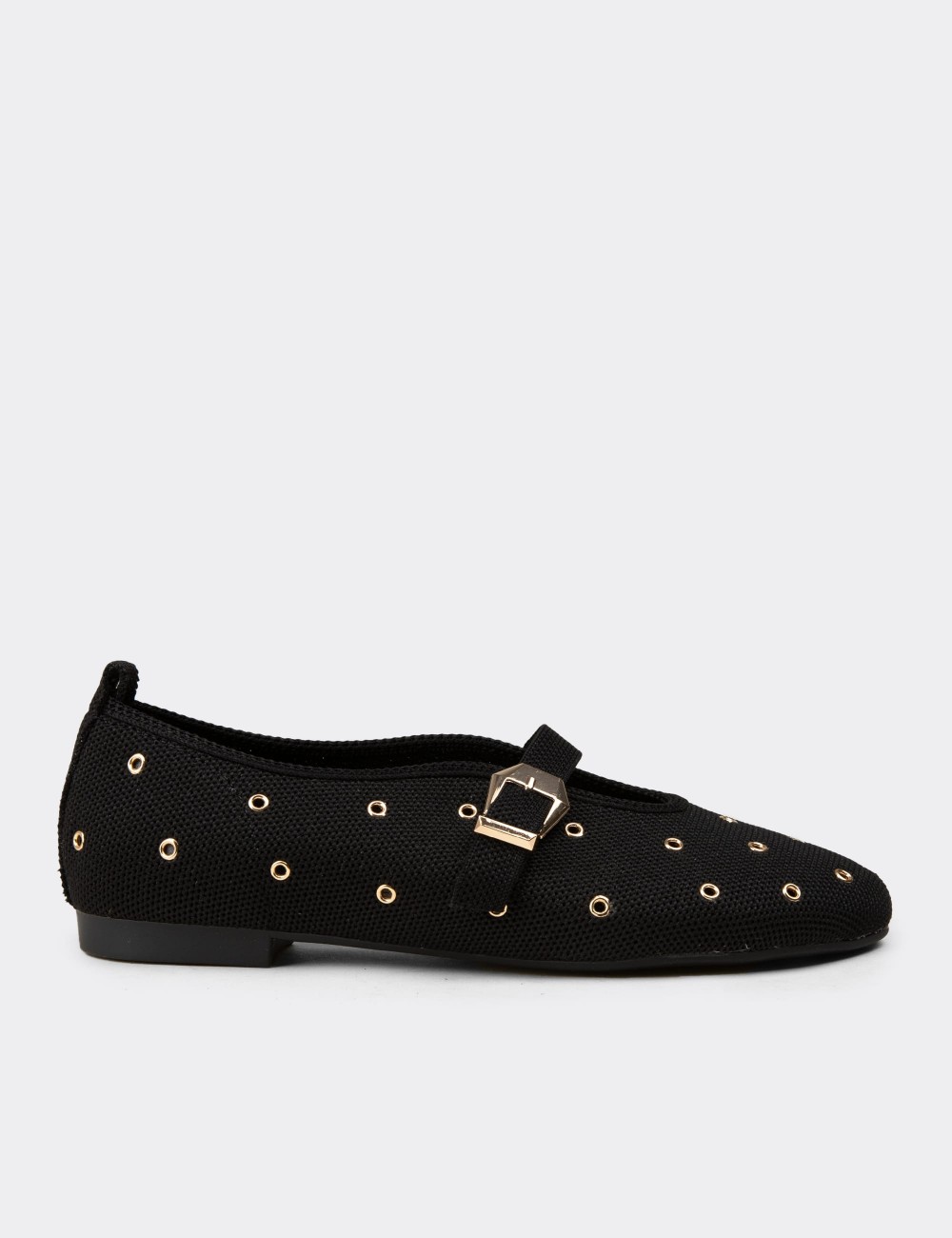 Women's Black Flat Shoes - K4101ZSYHC01