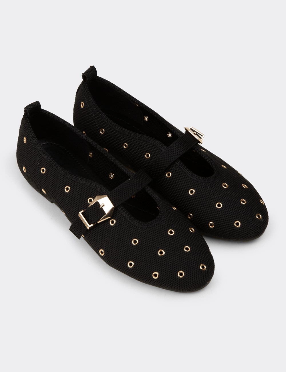 Women's Black Flat Shoes - K4101ZSYHC01