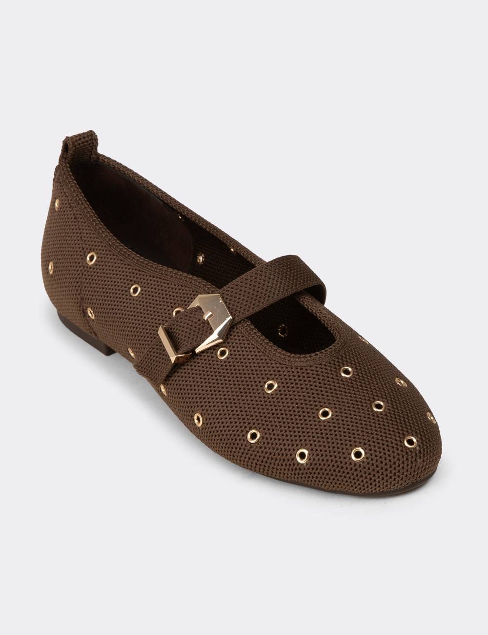 Women's Brown Flat Shoes - K4101ZKHVC01