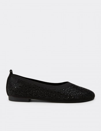 Women's Black Stone Detail Flat - K4110ZSYHC01