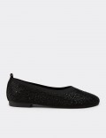 Women's Black Stone Detail Flat