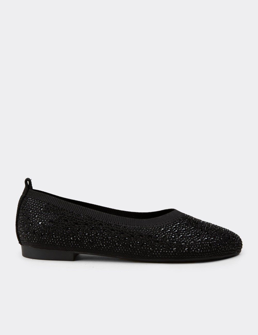 Women's Black Stone Detail Flat - K4110ZSYHC01