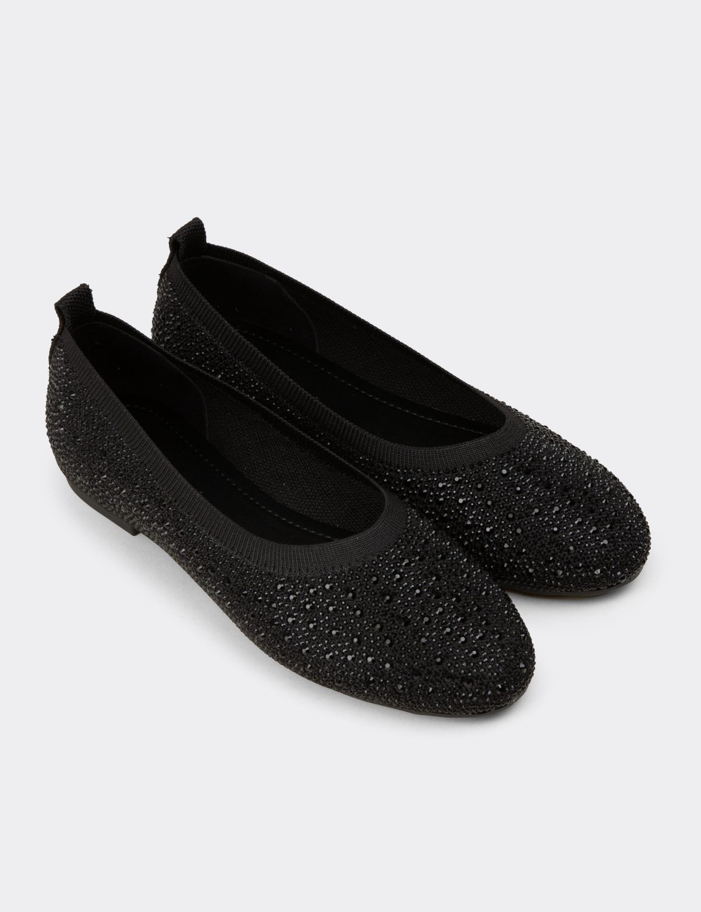 Women's Black Stone Detail Flat - K4110ZSYHC01