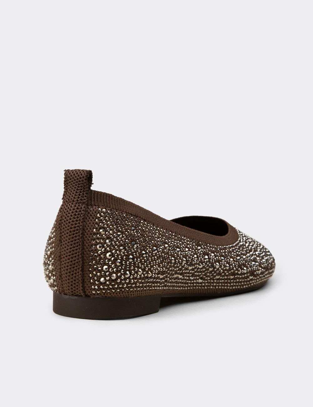 Women's Brown Stone-Embellished Flats - K4110ZKHVC01