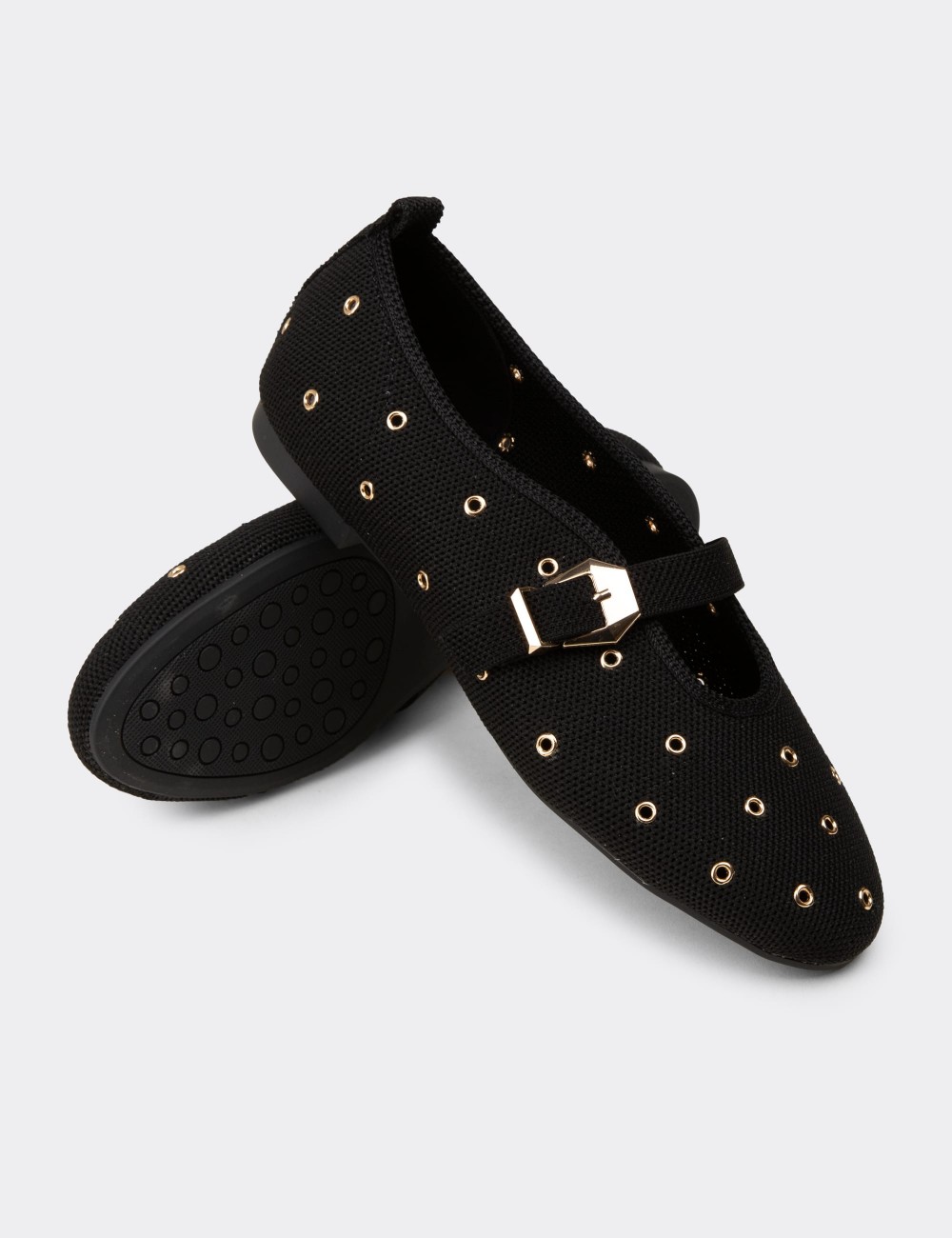 Women's Black Flat Shoes - K4101ZSYHC01