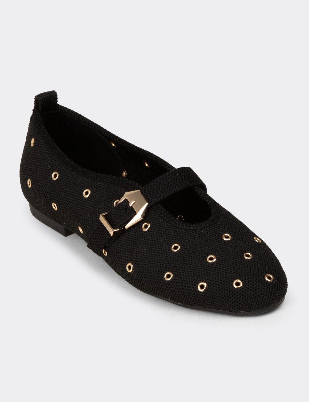 Women's Black Flat Shoes - K4101ZSYHC01
