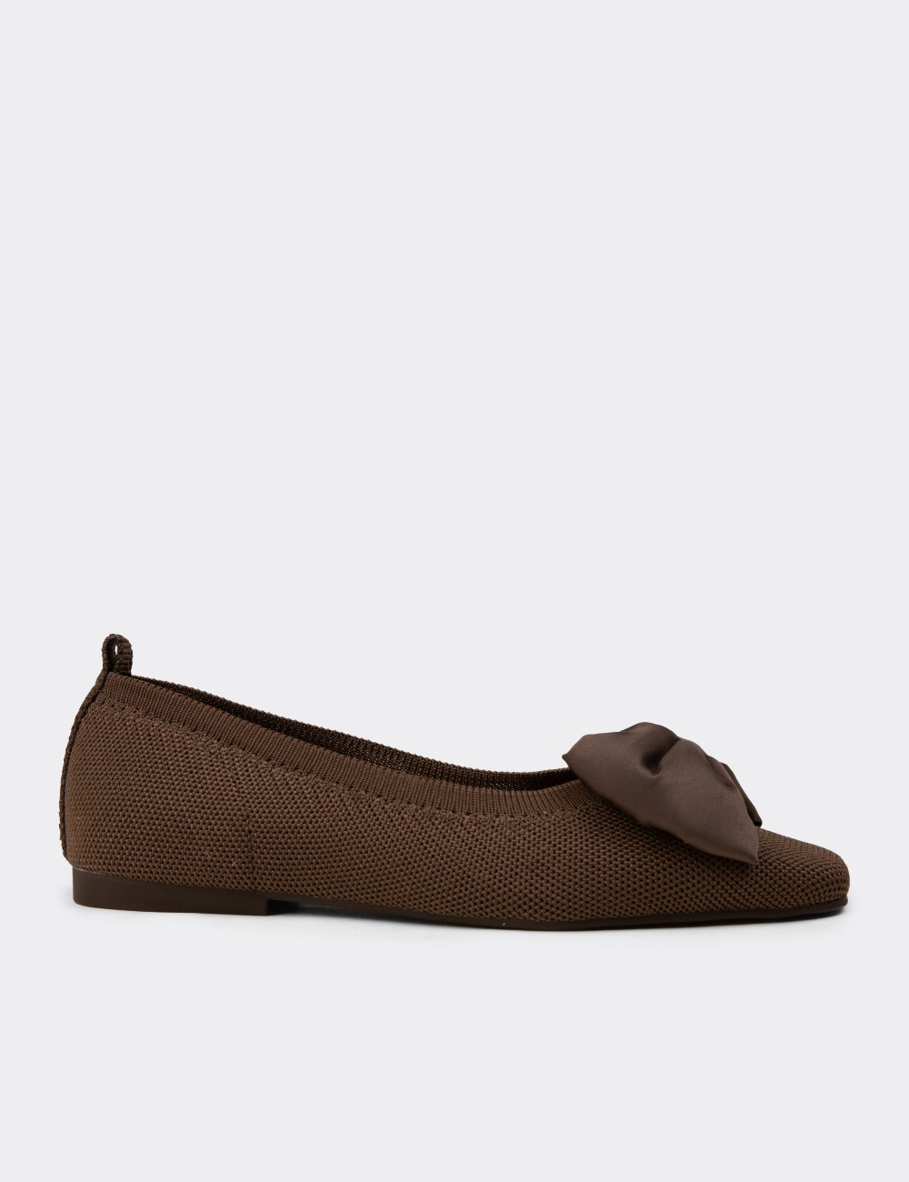 Women's Brown Bow Detail Flats - K4006ZKHVC01