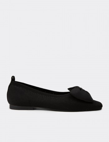 Women's Black Bow Detail Flats