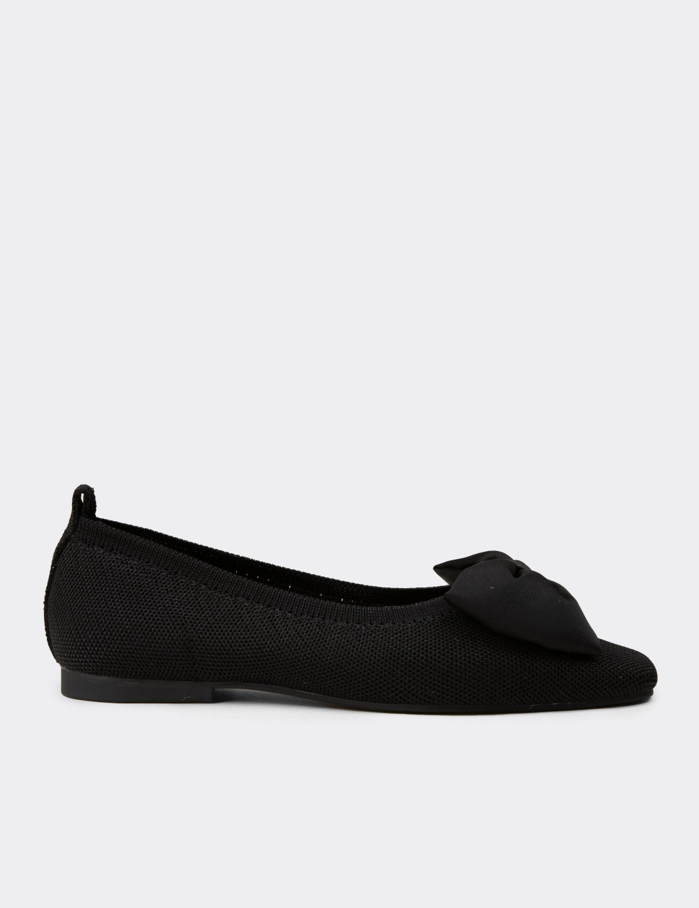 Women's Black Bow Detail Flats - K4006ZSYHC01
