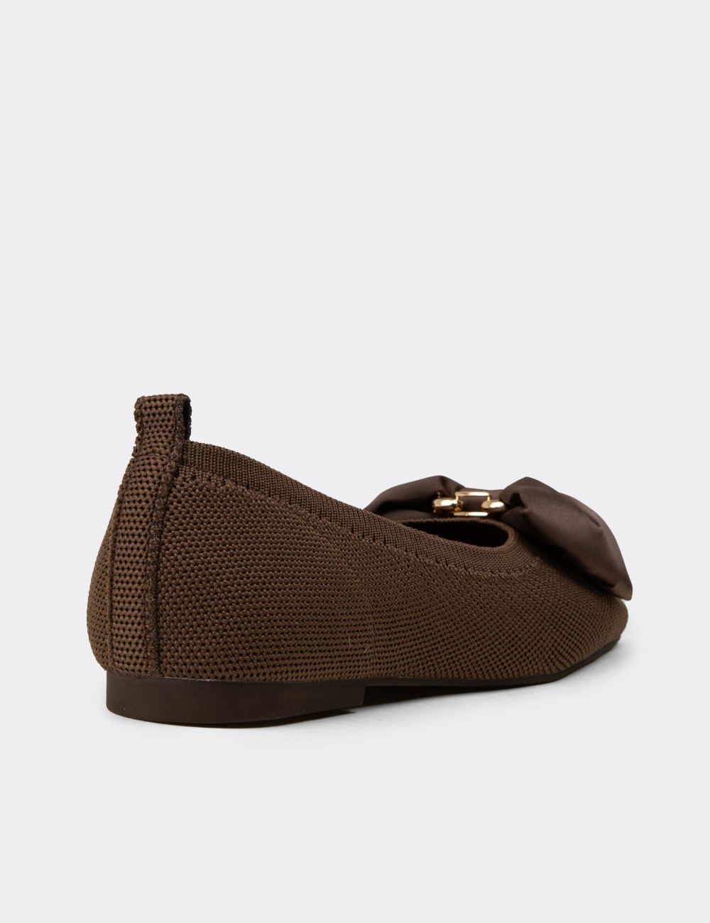 Women's Brown Bow Detail Flats - K4006ZKHVC01