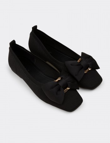 Women's Black Bow Detail Flats