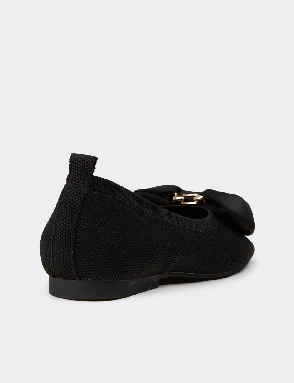 Women's Black Bow Detail Flats - K4006ZSYHC01