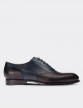 Navy Calfskin Leather Classic Shoes