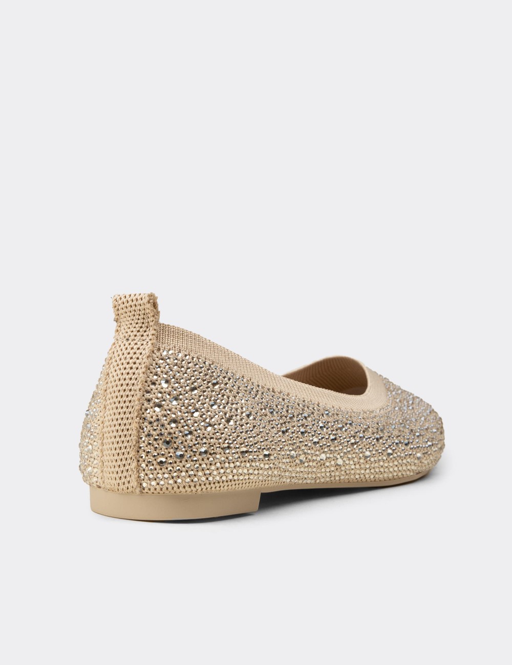 Women's Beige Stone-Embellished Flats - K4205ZBEJC01