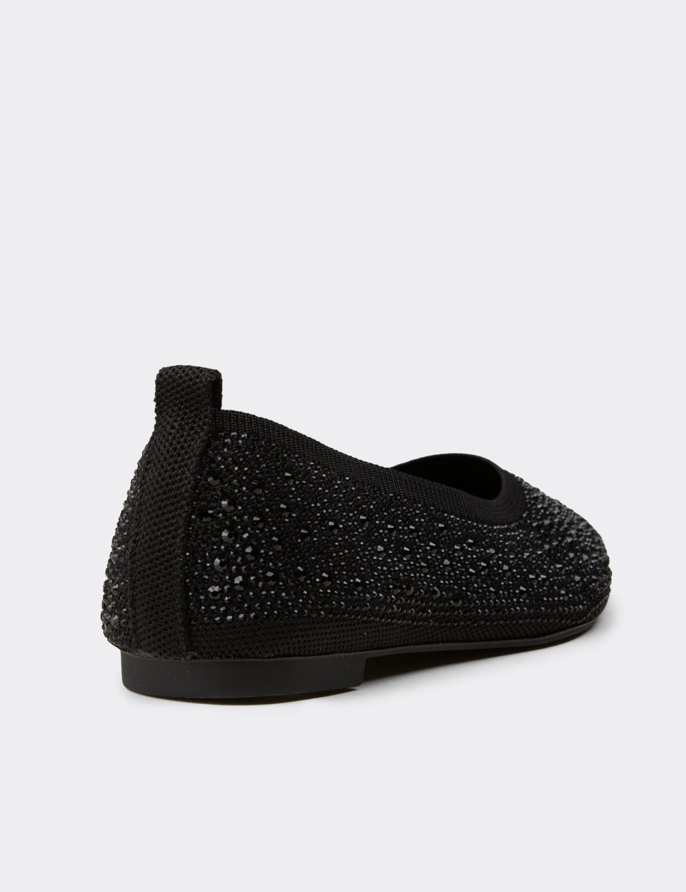 Women's Black Stone-Embellished Flats - K4205ZSYHC01