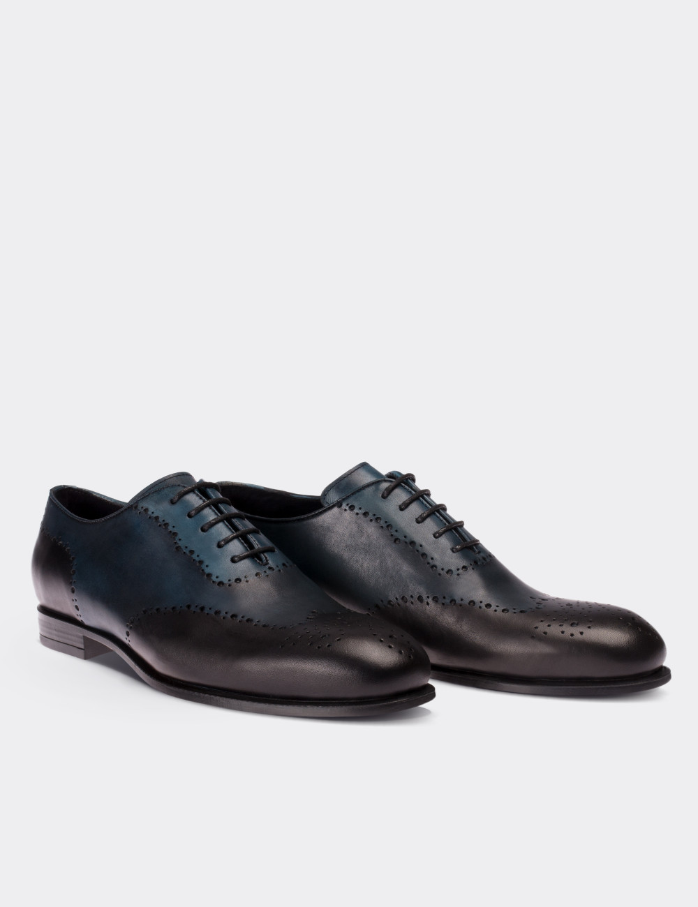 Navy  Leather Classic Shoes - 01684MLCVC01