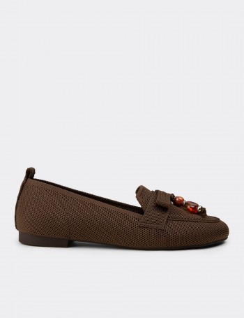 Women's Brown Flat Shoes - K4104ZKHVC01