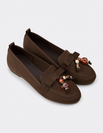 Women's Brown Flat Shoes - K4104ZKHVC01