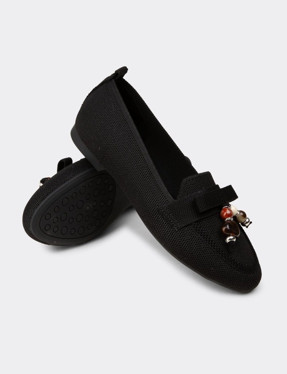 Women's Black Flat Shoes - K4104ZSYHC01