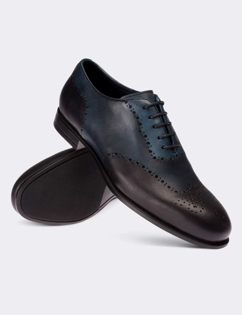 Navy  Leather Classic Shoes - 01684MLCVC01