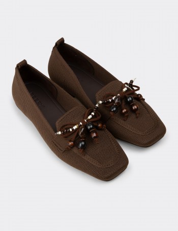 Women's Brown Flat Shoes - K4004ZKHVC01