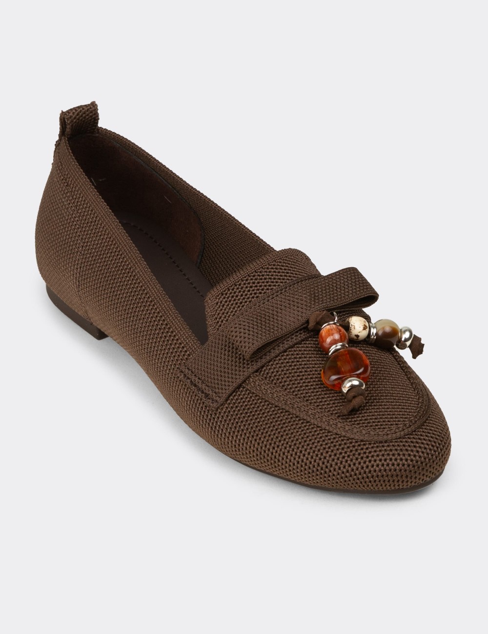Women's Brown Flat Shoes - K4104ZKHVC01