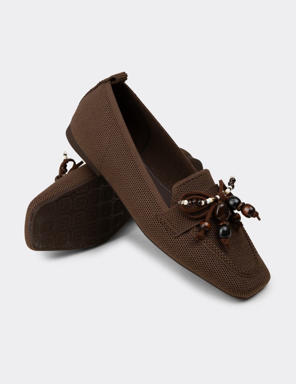 Women's Brown Flat Shoes - K4004ZKHVC01