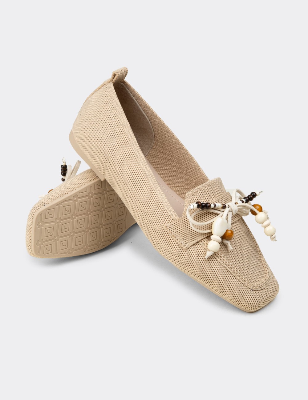 Women's Beige Flats - K4004ZBEJC01