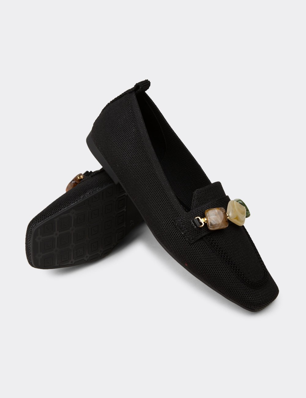 Women's Black Flat Shoes - K4003ZSYHC01