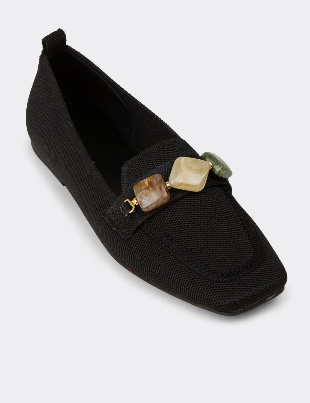Women's Black Flat Shoes - K4003ZSYHC01