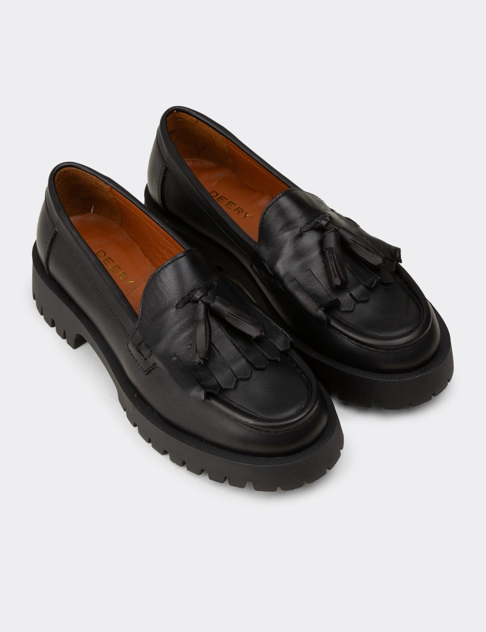 Women's Black Suede Leather Loafers - 02033ZSYHC02