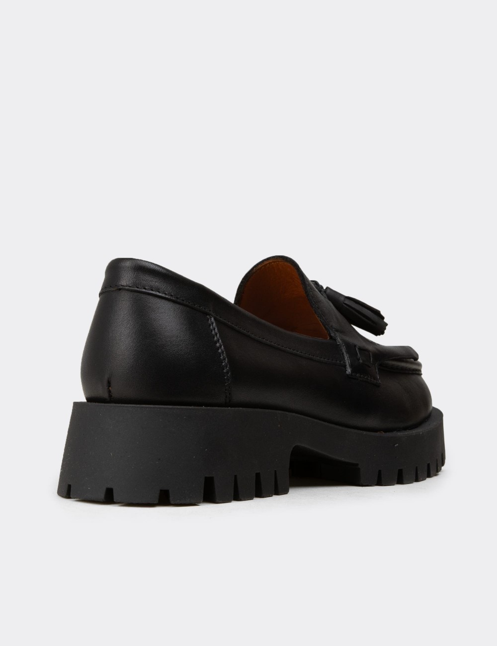 Women's Black Suede Leather Loafers - 02033ZSYHC02