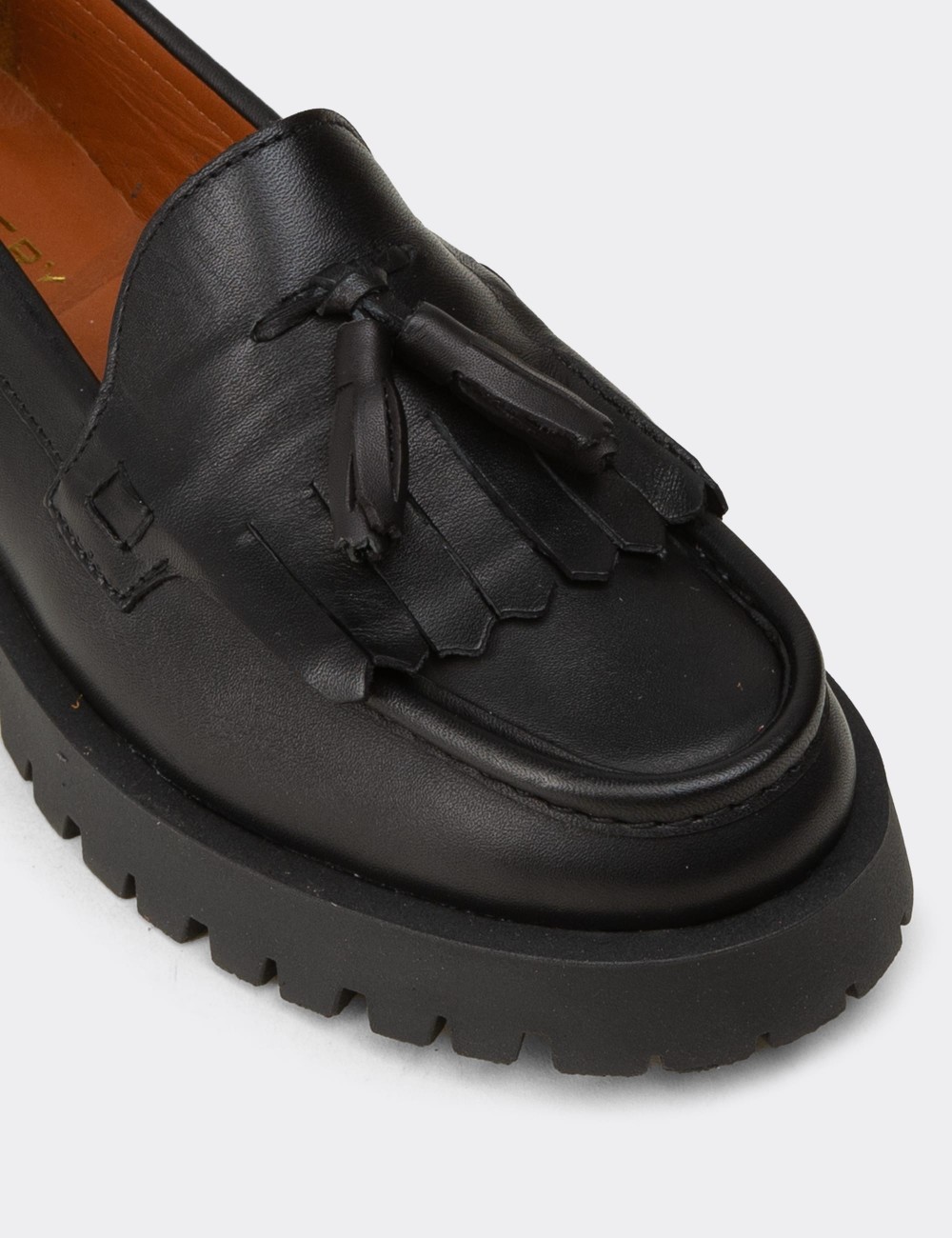 Women's Black Suede Leather Loafers - 02033ZSYHC02