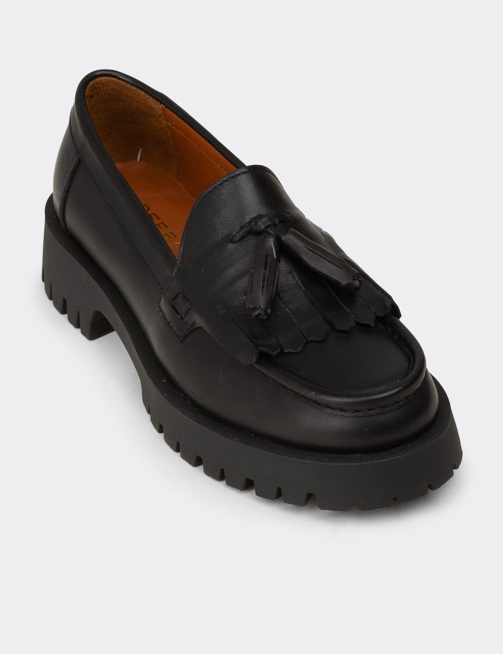 Women's Black Suede Leather Loafers - 02033ZSYHC02